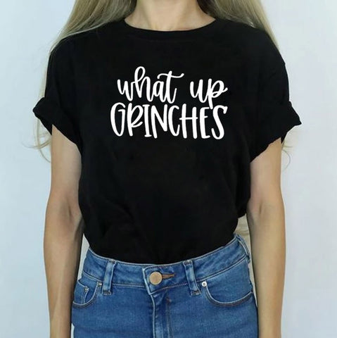 “What Up Grinches” Print from The Grinch Who Stole Christmas Movie Women’s Short Sleeve T-Shirt